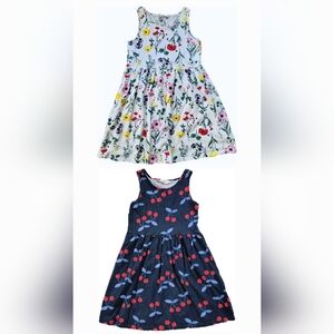 H&M Girls Dresses Bundle - Multicolor Floral and Navy Cherry Sleeveless Cotton